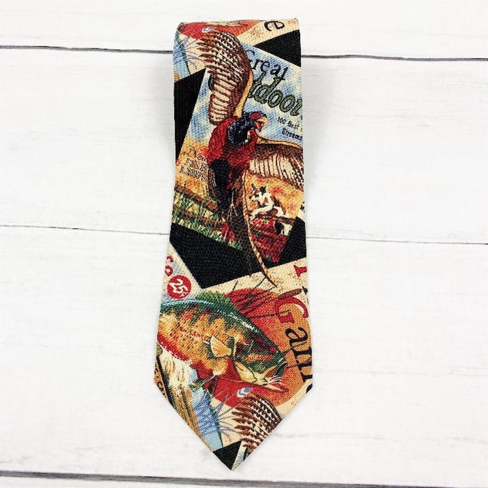 Beans McGee Camping Hunting Fish & Game Great Outdoors Cotton Necktie